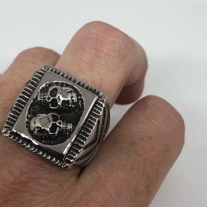 Vintage Silver Stainless Steel Scull Ring